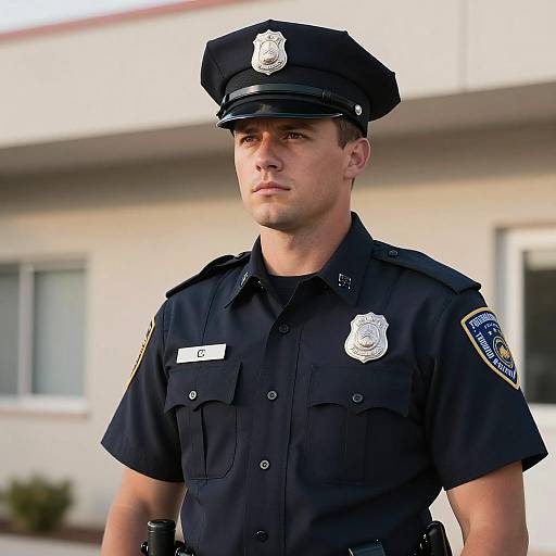 Young Male Police Officer in Uniform