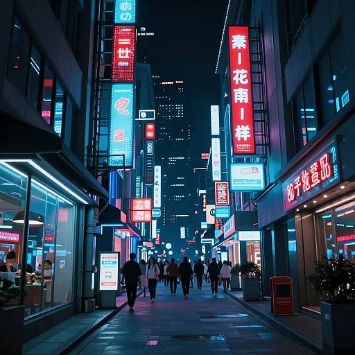 Cyberpunk Night Street with Neon Signs