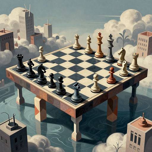 Surreal Neo-Futuristic Chessboard Scene