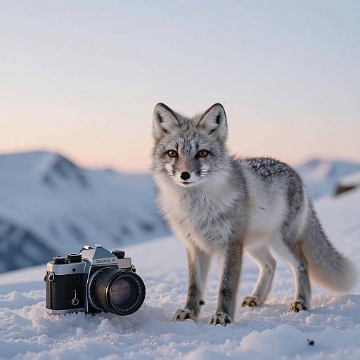 Arctic Fox Cub in Mountainous Dawn