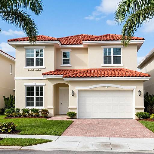 Two-Story Beige Stucco Home Exterior