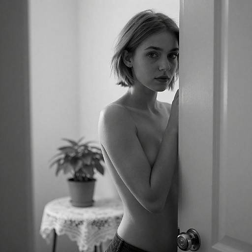 Elegant Portrait of Young Woman in Doorway