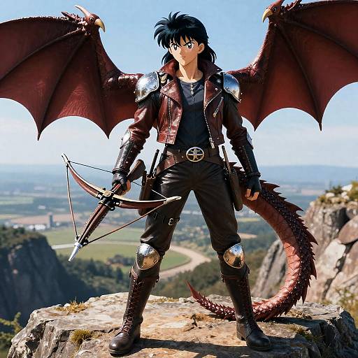 Fierce Dragon Rider on Cliff