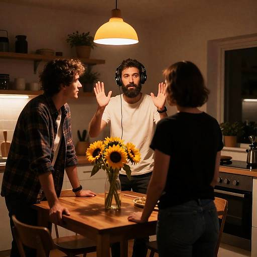 Cozy Dimly-Lit Kitchen Gathering