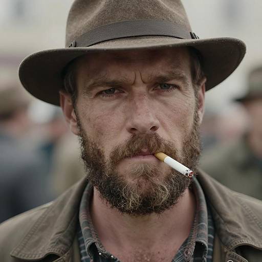 Serious Bearded Man in Rustic Style