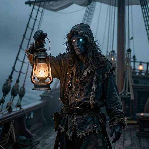 Ghostly Spectral Sailor on Haunted Ship