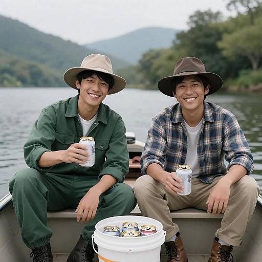 Relaxed Fishermen Enjoying a Lake Day