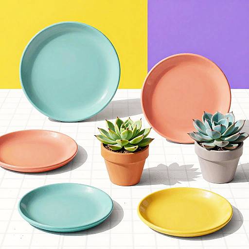 Modern Vibrant Ceramic & Succulent Collage