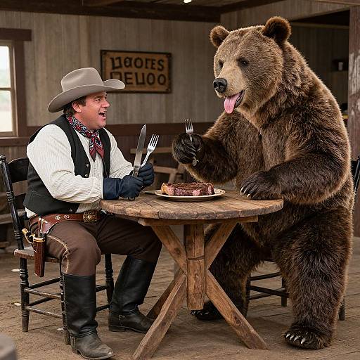 Anthro Grizzly Cowboy Feast Scene