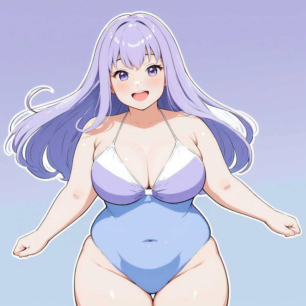 Giggling Teen in Swimsuit: Anime Style