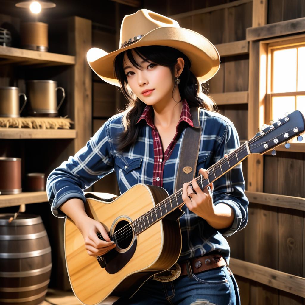 Country Singer in Rustic Barn Performance