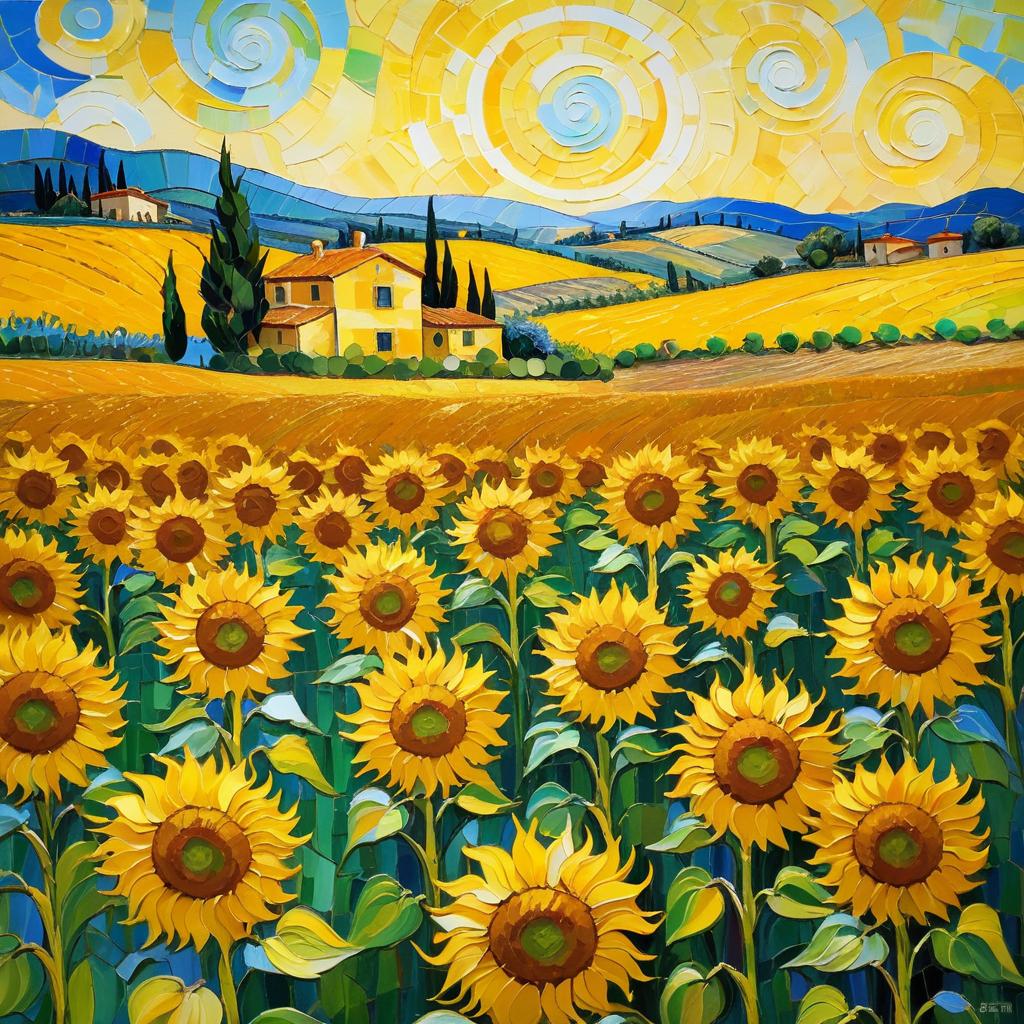 Van Gogh Inspired Tuscany Sunflower Field