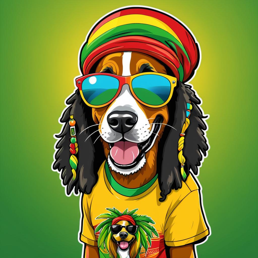 Funky Rastafarian Dog Pin-Up Art