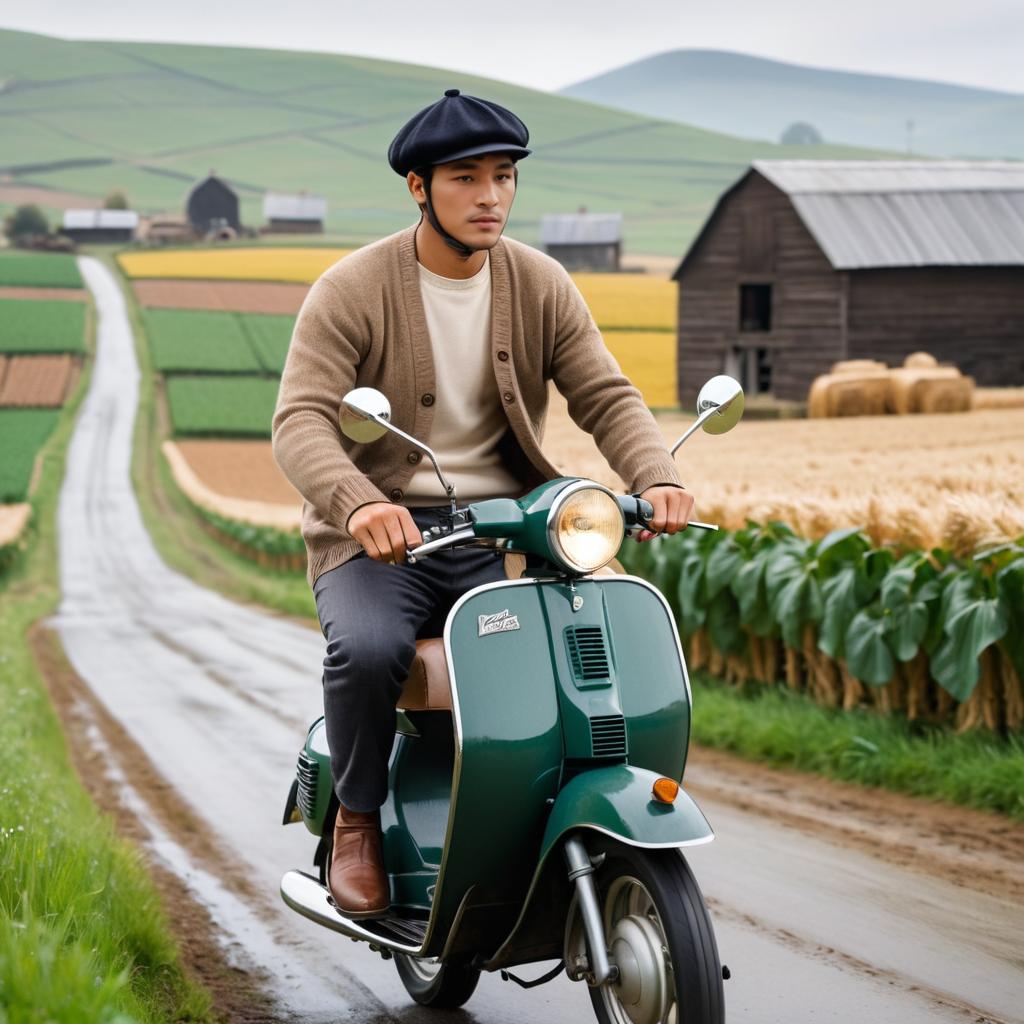 Charming Moped Ride Through Rural Farms