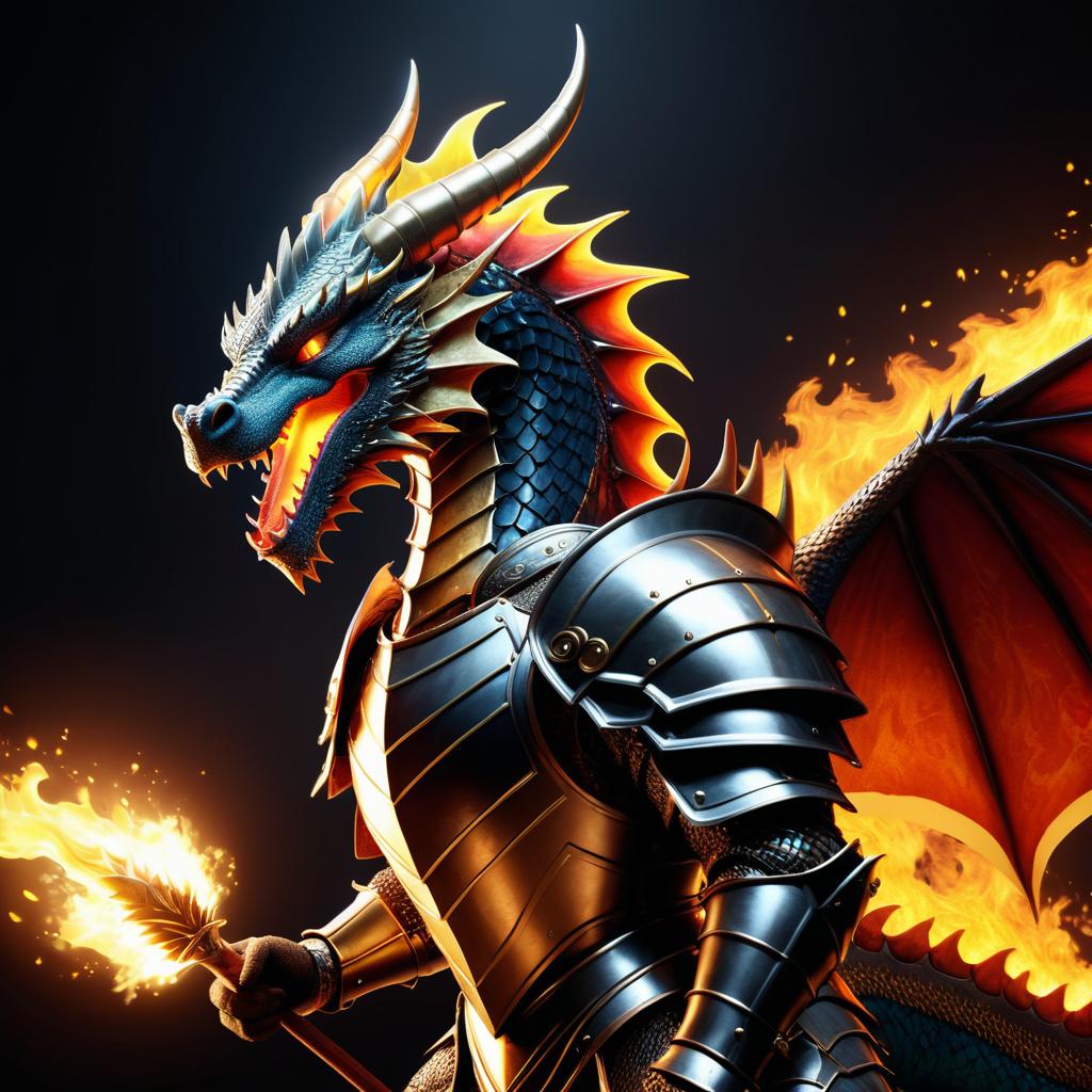 Epic Dragon Knight in Fiery Spotlight