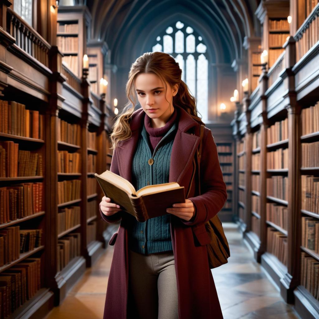 Hermione Granger in a Winter Library Adventure