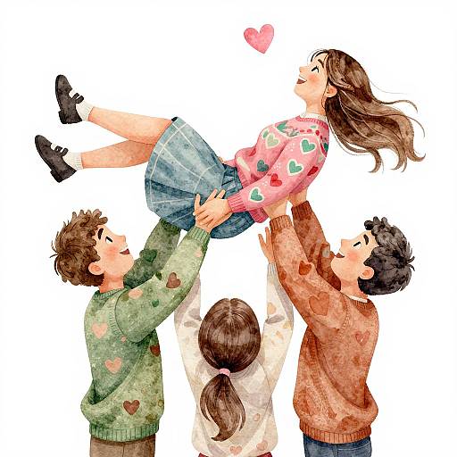 Joyful Heartwarming Watercolor Embrace