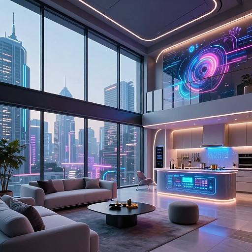 Futuristic Cyberpunk Loft Interior