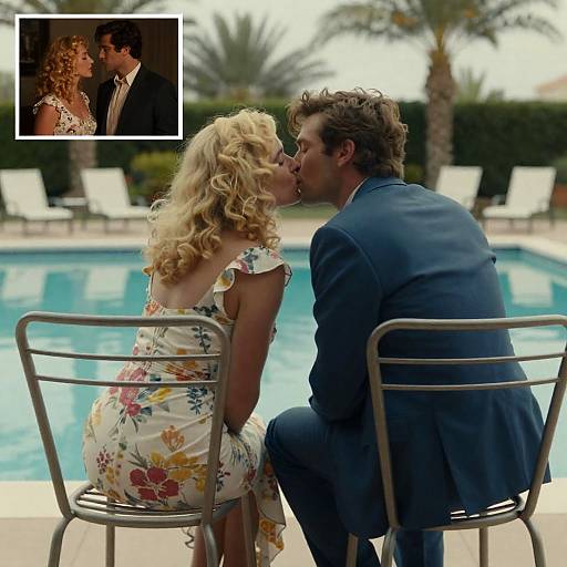 Romantic Couple Kissing by Poolside