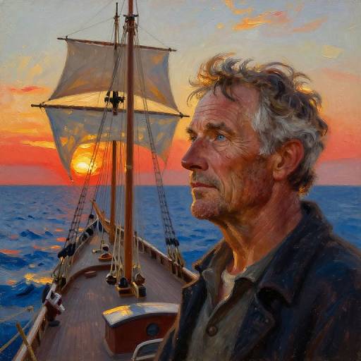 Hyperrealistic Sailor Portrait at Sunset