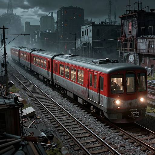 Dieselpunk Train in Abandoned City