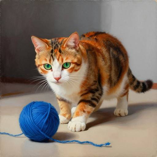 Playful Tabby Cat with Yarn