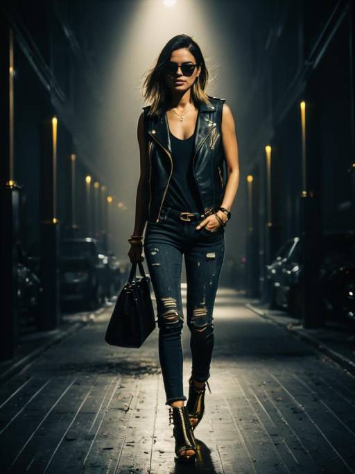 Edgy Fashion Outfit with Camouflage Top