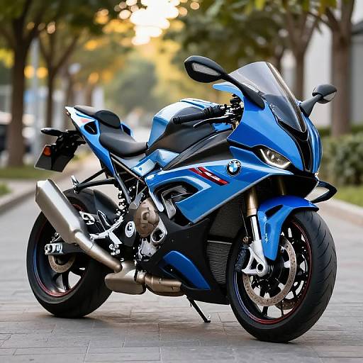 Blue BMW S 1000 RR Motorcycle Parked