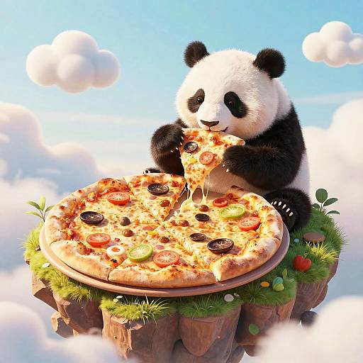 Whimsical Panda Pizza Fantasy