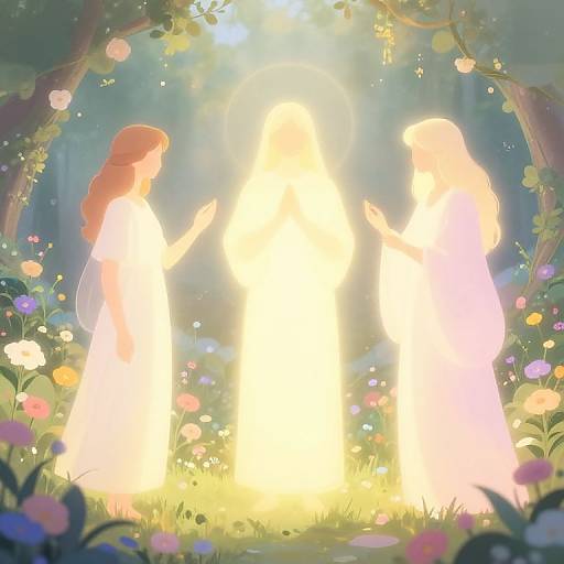 Radiant Virtues in Ethereal Garden