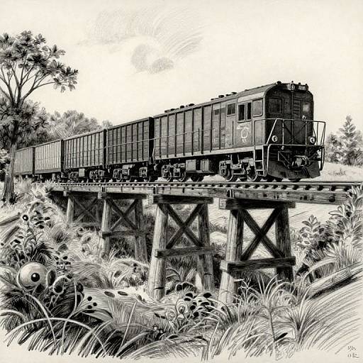 Rustic Countryside Freight Train Scene