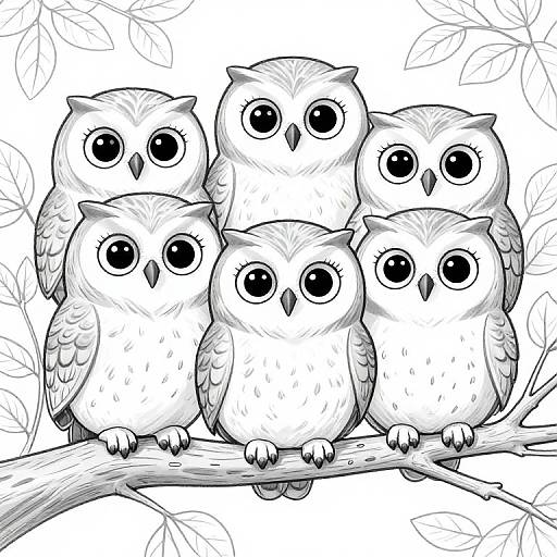 Charming Black-and-White Owl Chicks