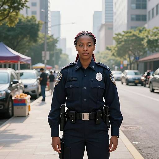Confident Female Police Officer in City