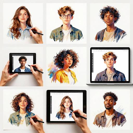 Diverse Artists Using AI Drawing Tools