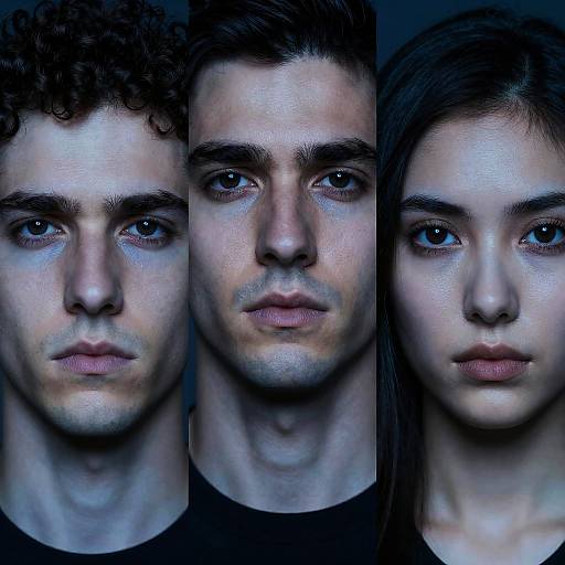 Triangular Composition of Faces in Blue Light