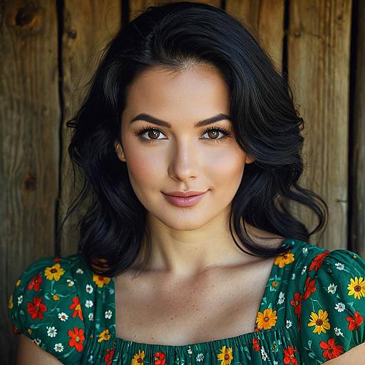 Vibrant Farm Portrait of Green-Eyed Woman
