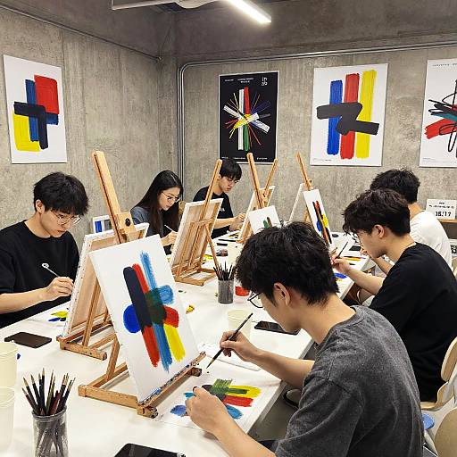 Young Adults Exploring Abstract Painting