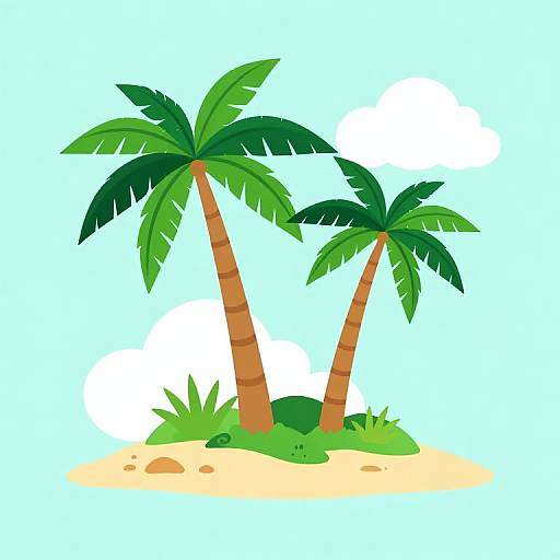 Tropical Island Summer Vector Art