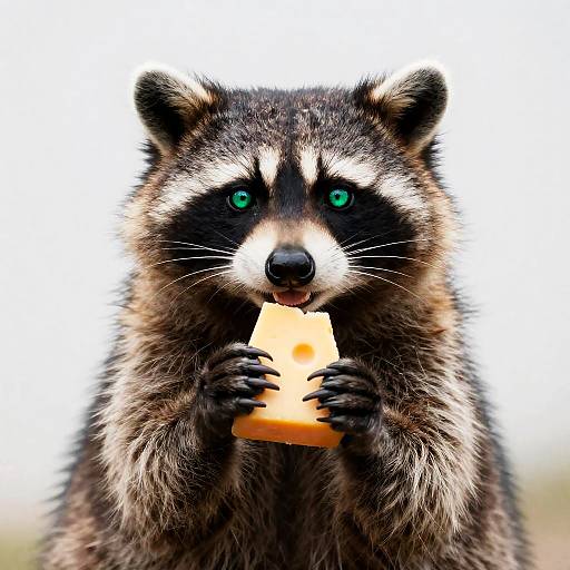 Curious Raccoon Holding Cheese Portrait