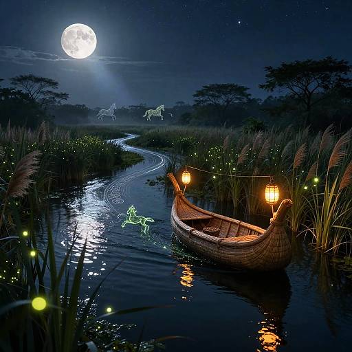 Mythical Nightscape with Firefly Glow