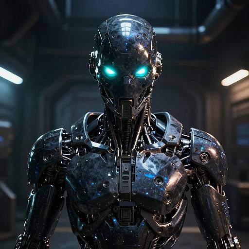 Biomechanical Assassin Portrait in Neon