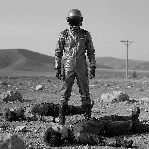 Eerie Humanoid in Desolate Landscape