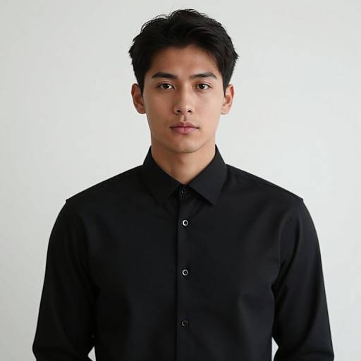Realistic Man in Black Shirt