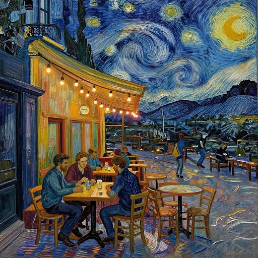 Vibrant digital illustration of Van Gogh's 