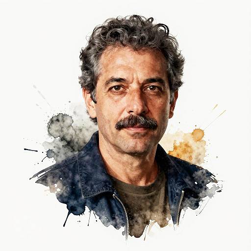 Stylized Watercolor Portrait of Man