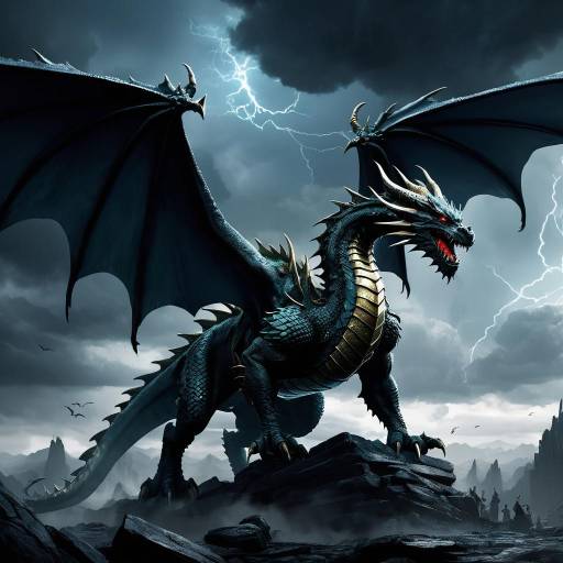 Majestic Dragon Against Stormy Sky Majestic Dragon Against Stormy Sky