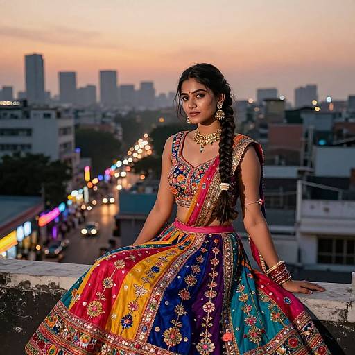 Confident Indian Girl on Rooftop