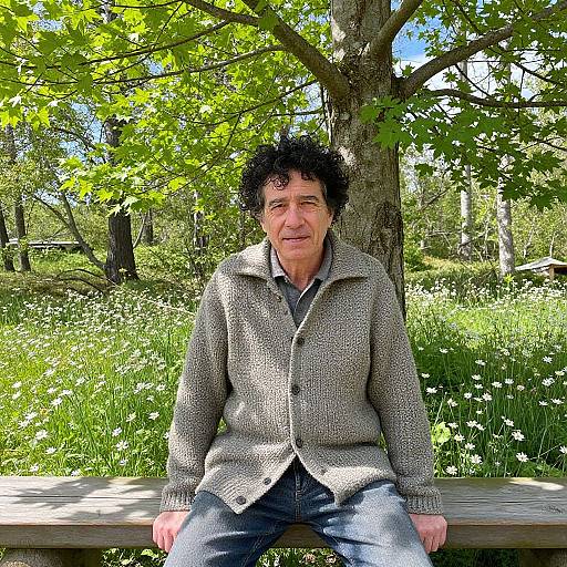 Man in Scandinavian Forest Spring Scene