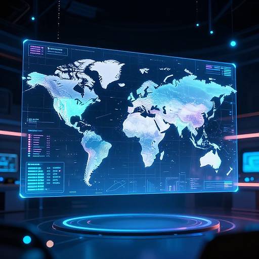 Futuristic AI Holographic World Map