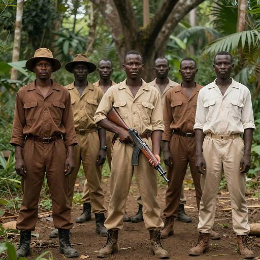 Serious Jungle Portrait of Six Men